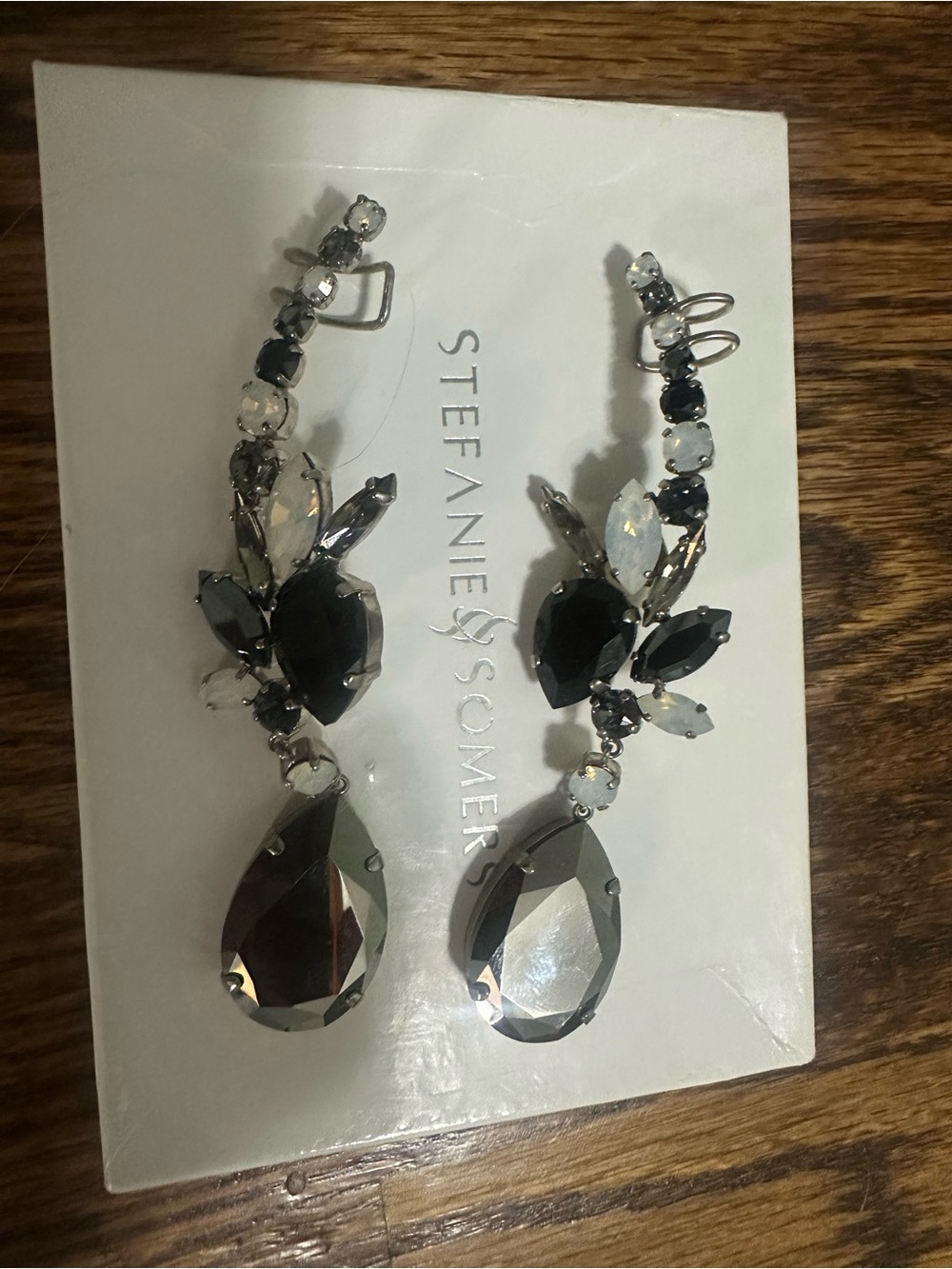 Stefanie Somers Kara Black and Clear Crystal Crawlers Earrings